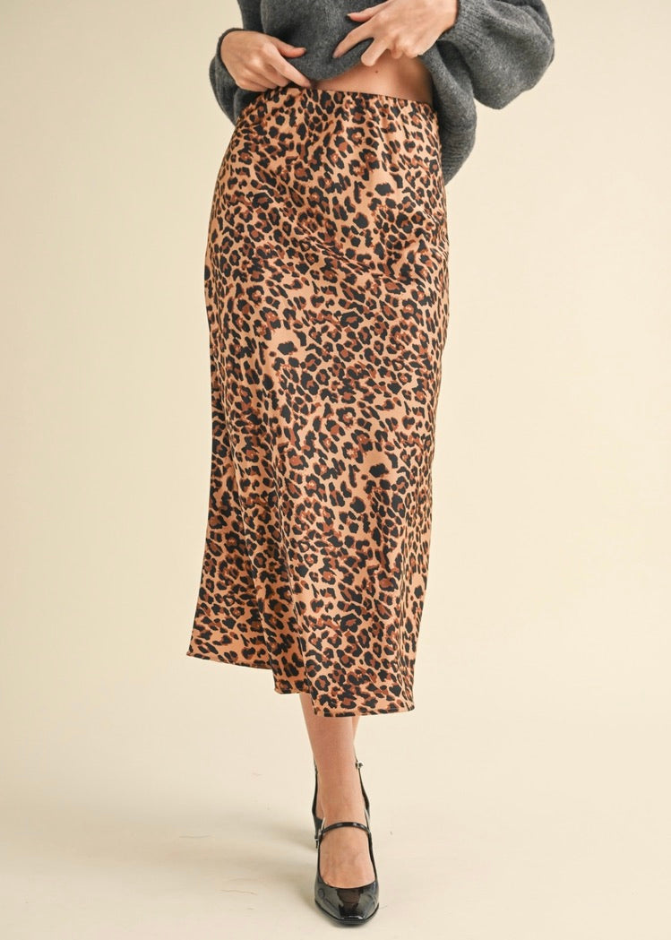 LEOPARD MIDI SKIRT