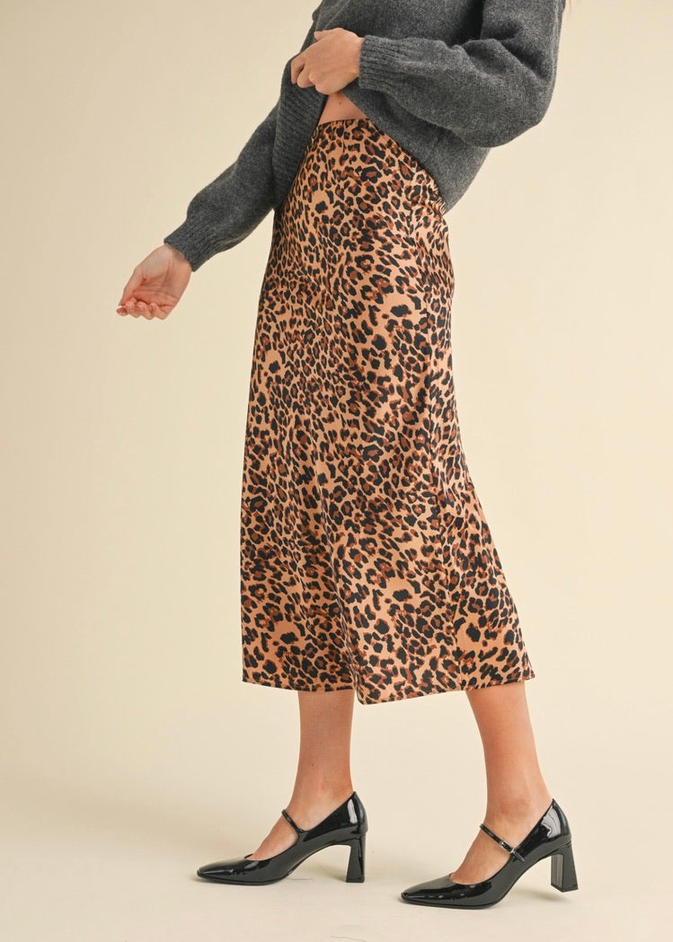 LEOPARD MIDI SKIRT